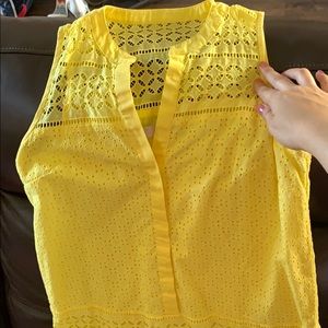 Yellow LOFT dress with eyelet lace